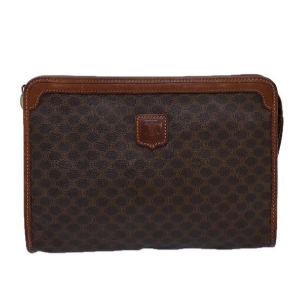 CELINE Macadam Canvas Clutch Bag PVC Brown Auth bs14884 - Picture 13 of 16